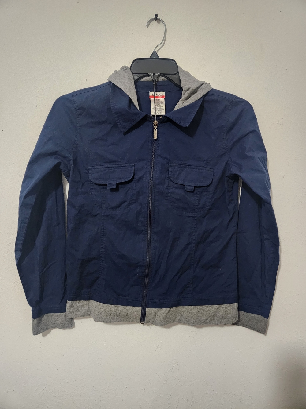 Danskin Navy Jacket with Gray Hood & Trim